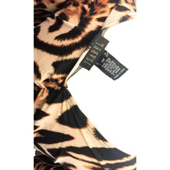 ISABEL Black & Brown Leopard Print Pullover Blouse Women's M - Picture 6 of 6